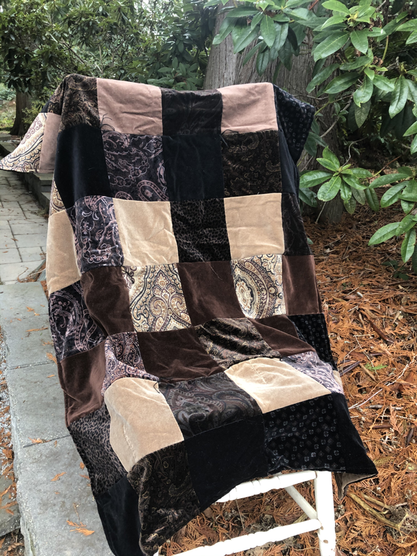 SOLD - Velvet patchwork blanket